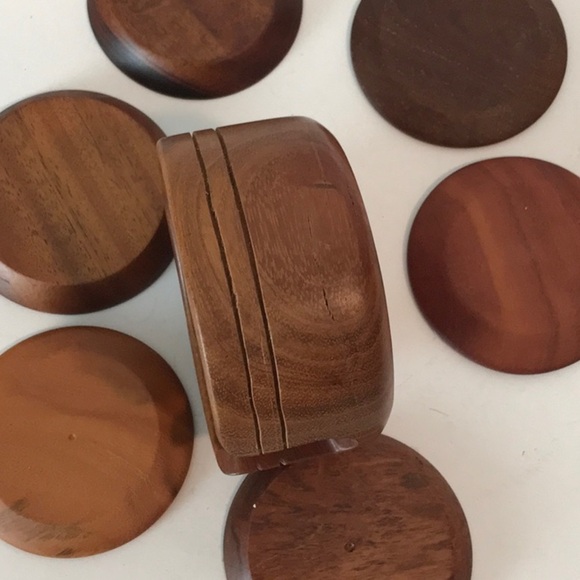 Unbranded Brown Hard Wood Coasters with Tabletop Container For Storage - Picture 7 of 10